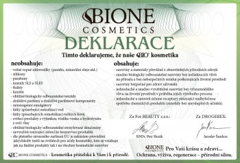 Bione Cosmetics - deklarace
