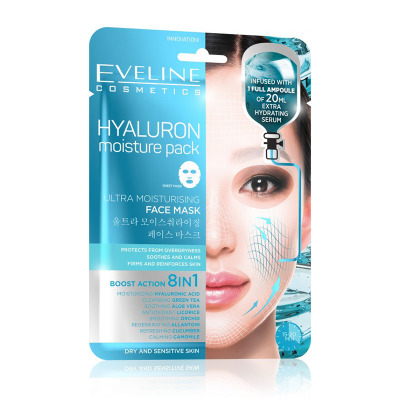 EVELINE Hyaluron Ultra hydratační pleťová textilní maska 20 ml 1 kus
