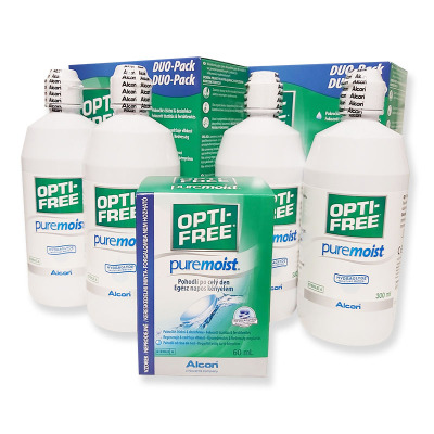 roztok na kontaktní čočky OPTI-FREE PureMoist 4x 300 ml + 60 ml s pouzdry